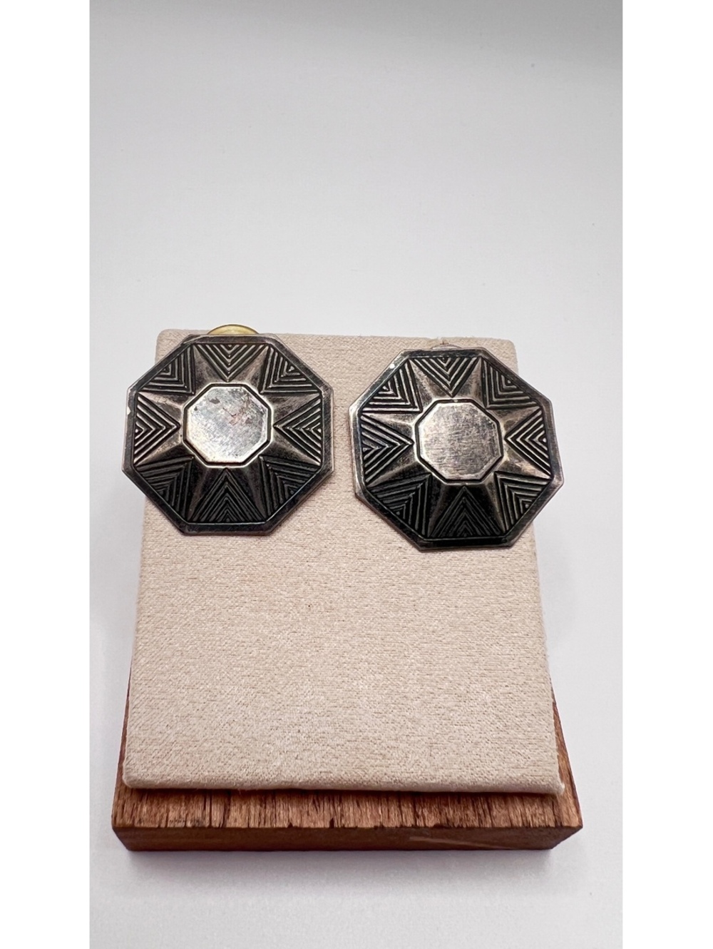 Vintage Southwestern Geometric Octagon Statement Earrings